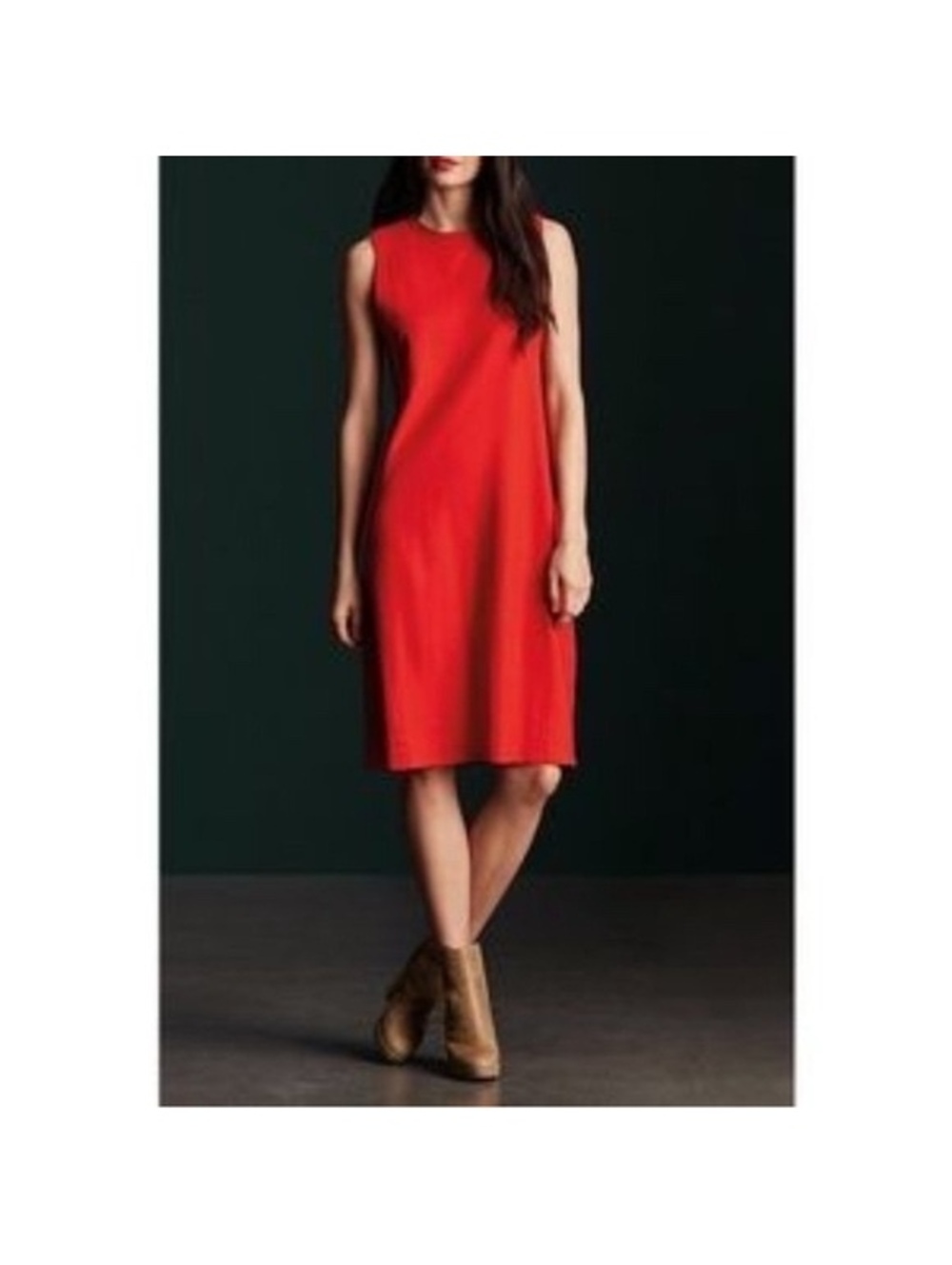 Eileen Fisher Woman Boiled Wool Jersey Shift Dress Red Poppy 2X Sleeveless - Picture 1 of 5